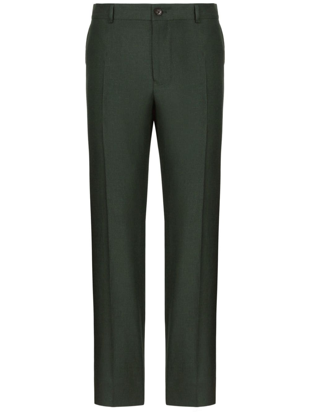 Dolce & Gabbana Sartoriale Tailored Linen Trousers In Green