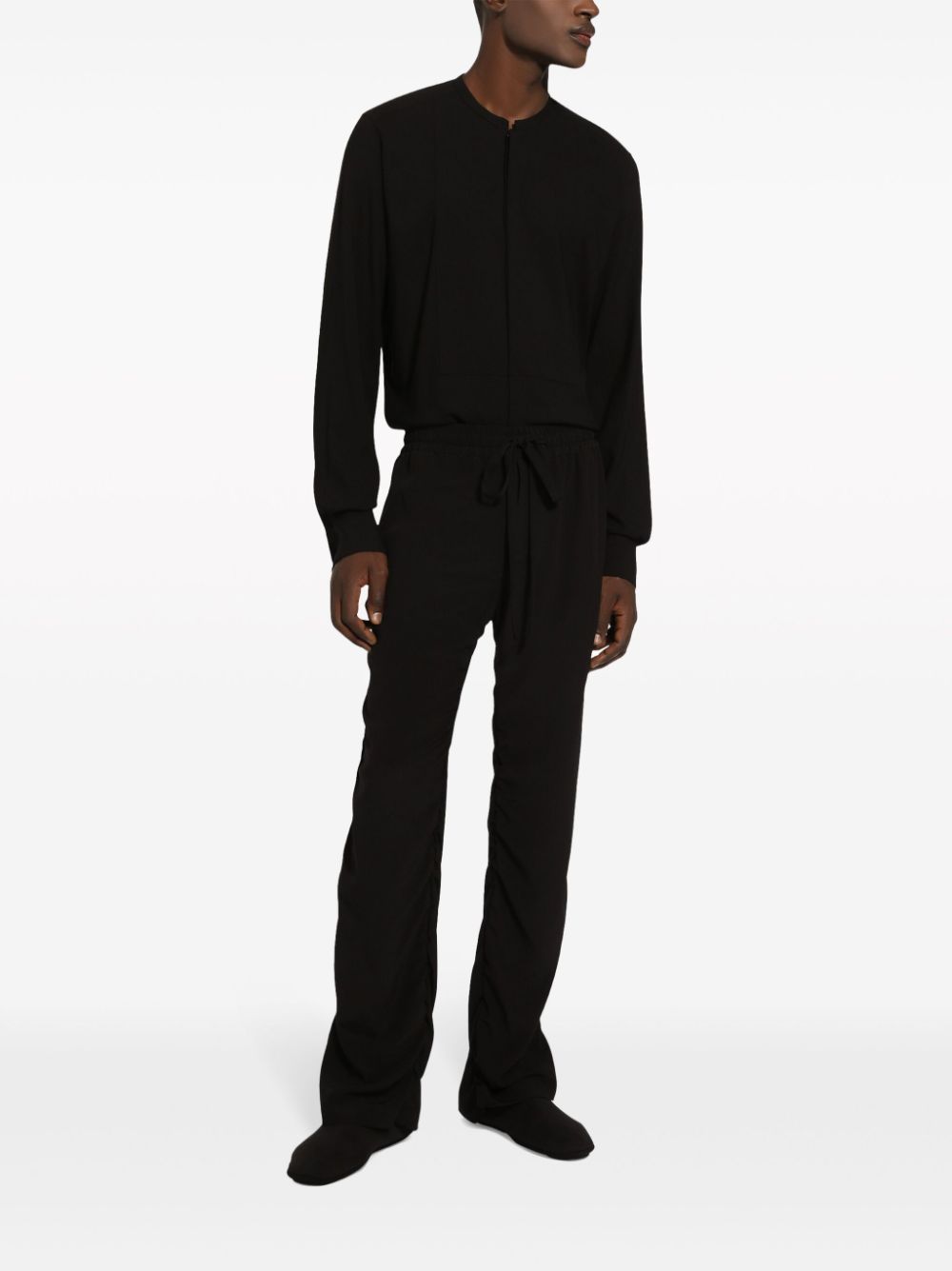 Shop Dolce & Gabbana Straight-leg Silk Track Pants In Black