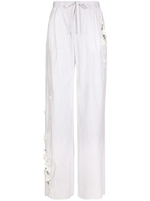 Dolce & Gabbana floral-appliqué cotton trousers