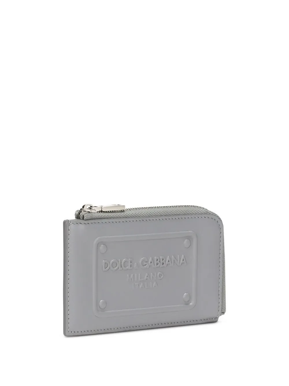 Shop Dolce & Gabbana Logo-embossed Leather Card Holder In Grey