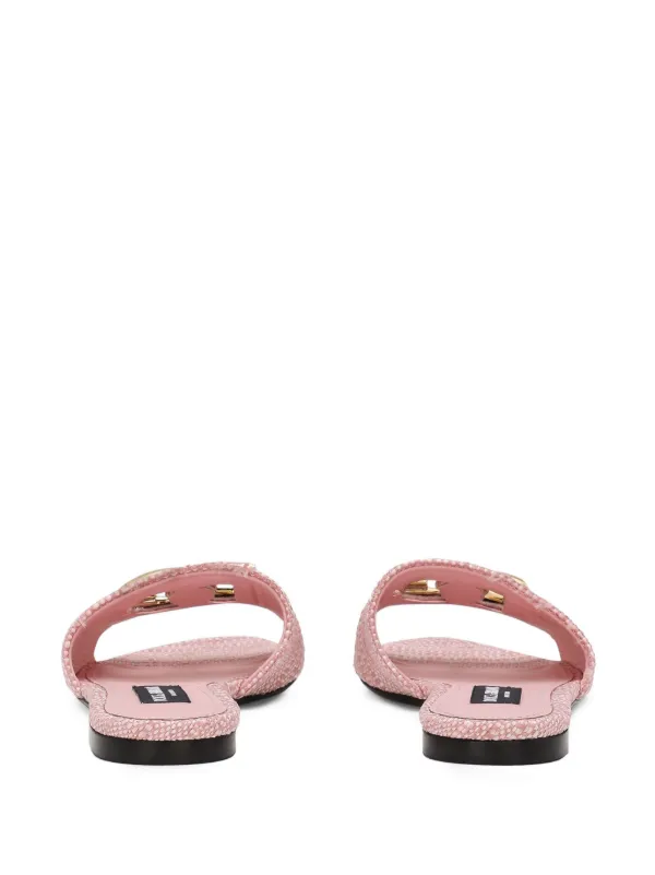 Dolce & Gabbana DG-logo Raffia Slides | Pink | FARFETCH