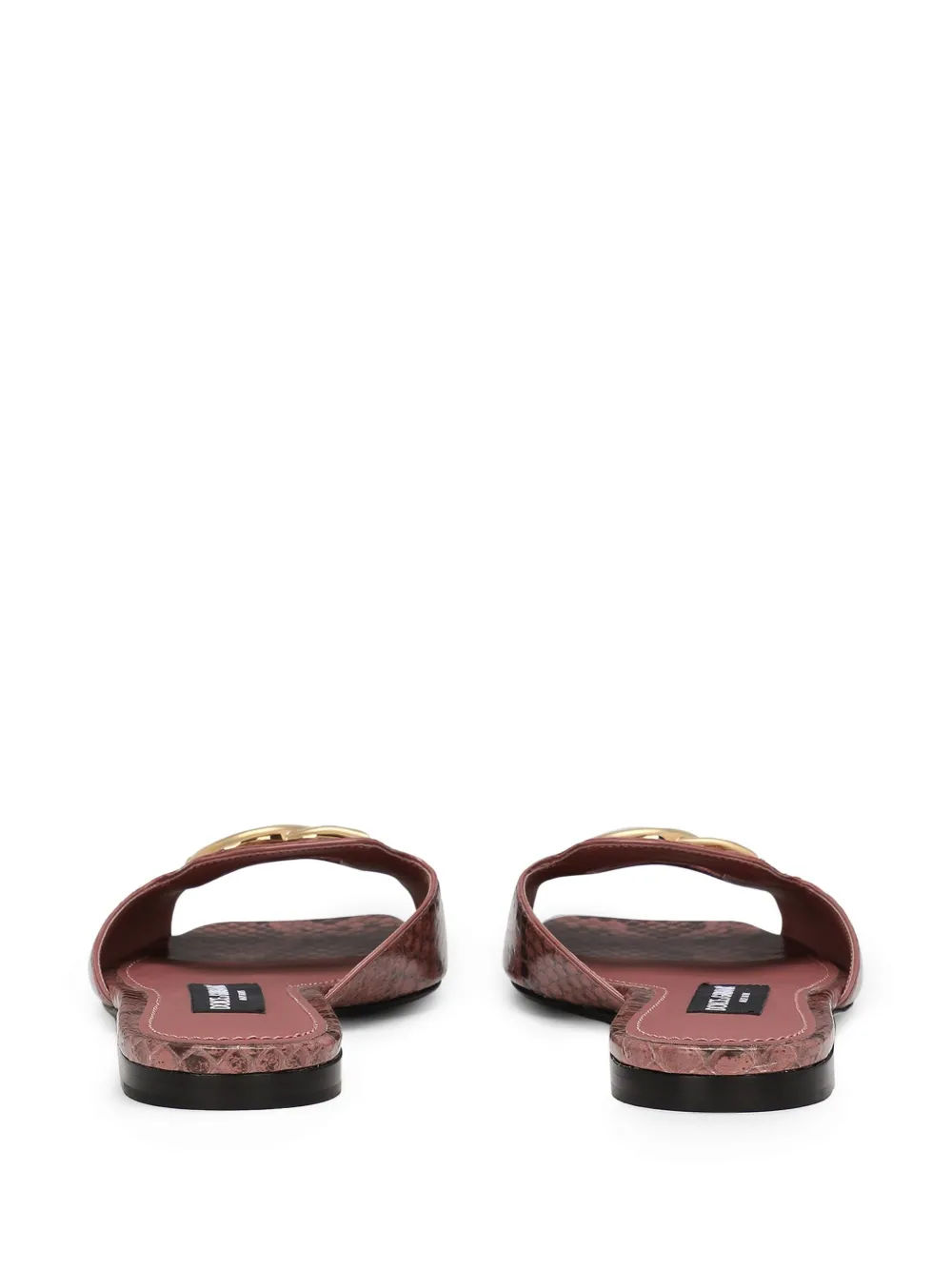  Dolce & Gabbana Dg-plaque Leather Slides - Pink 