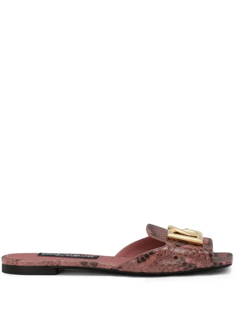 Dolce & Gabbana DG-plaque leather slides