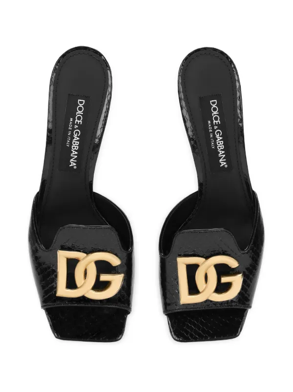 Dolce & Gabbana 60mm Abaya Leather Sandals | Black | FARFETCH OM