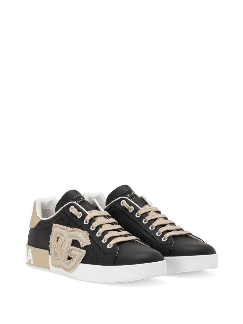 Shop Dolce & Gabbana Portofino Leather Sneakers In Schwarz