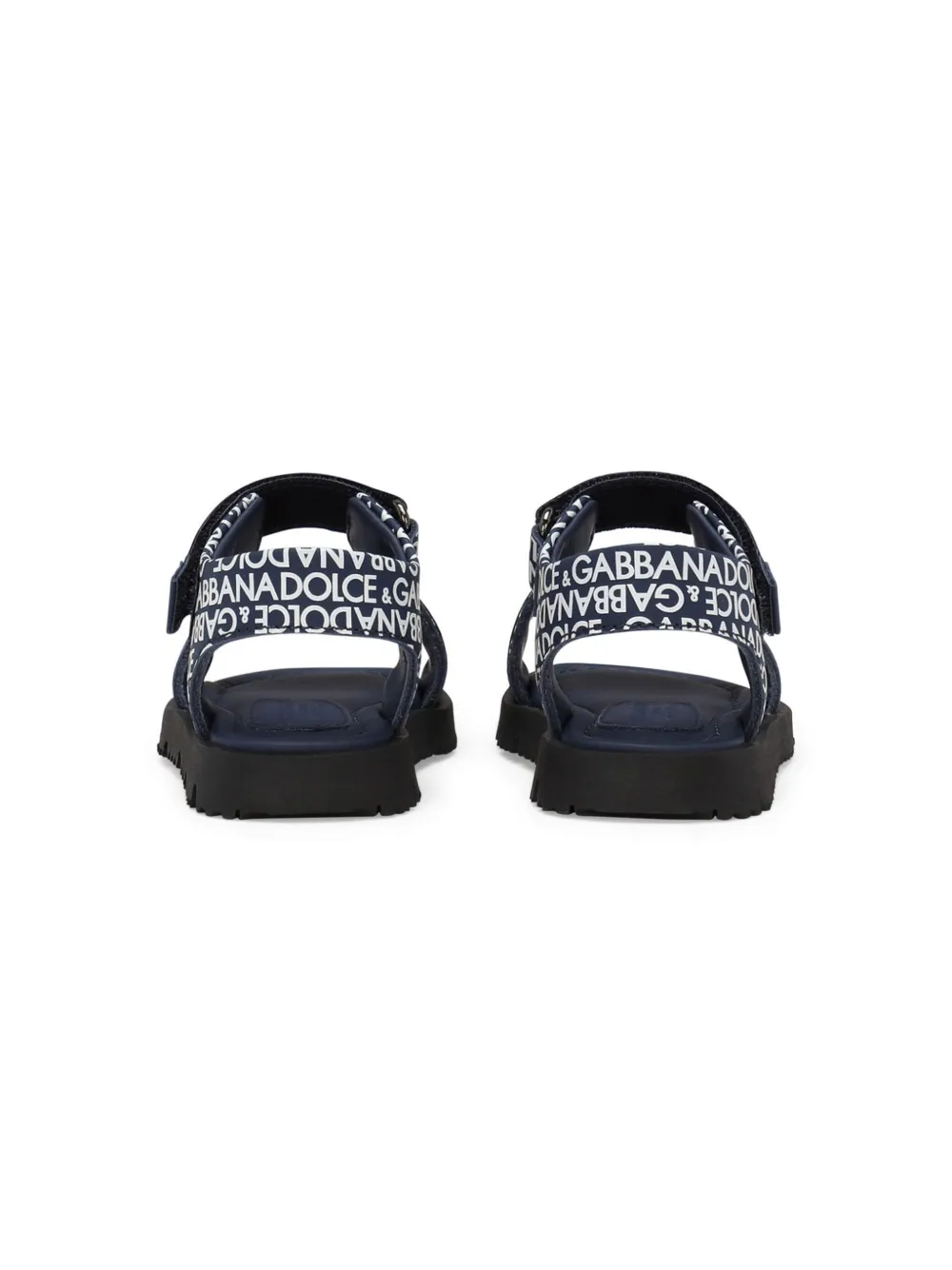 Shop Dolce & Gabbana Logo-print Leather Sandals In Blue