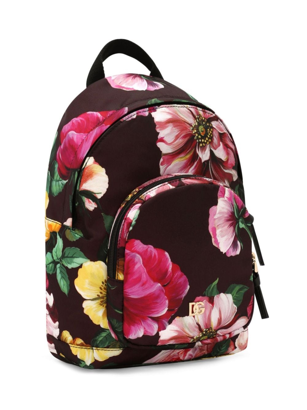 Shop Dolce & Gabbana Floral-print Canvas Backpack In Black