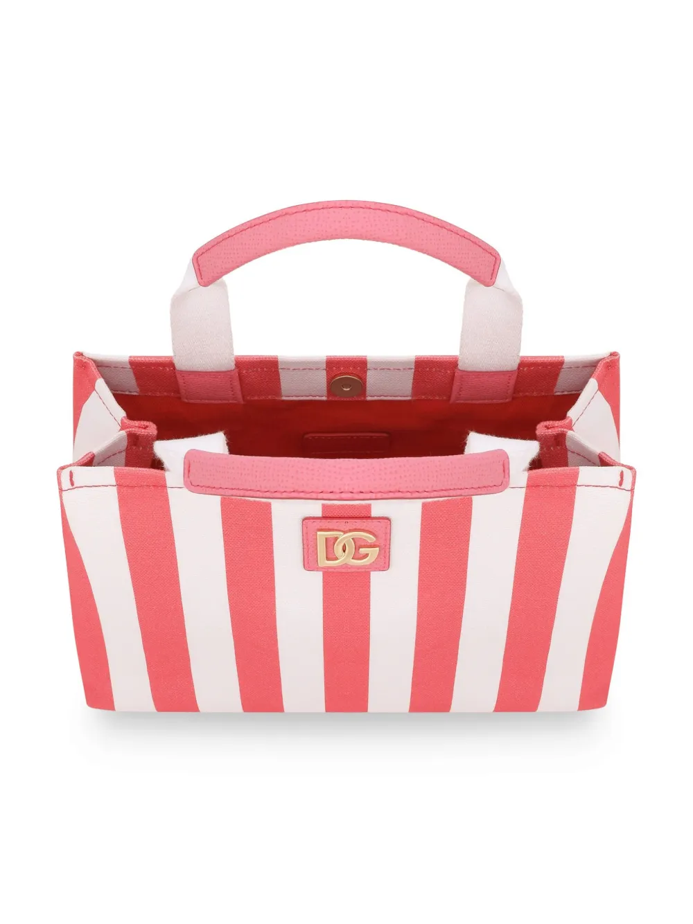 Dolce & Gabbana Kids Gestreepte shopper met logoplakkaat Roze