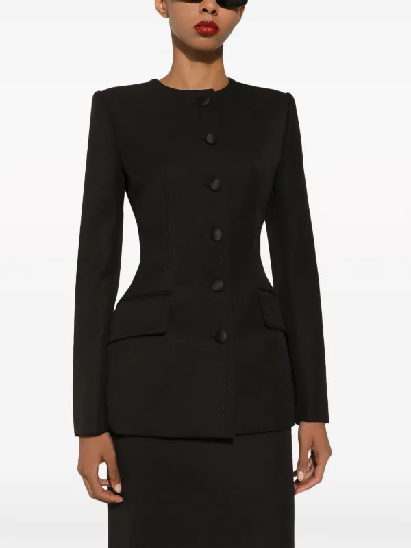 DOLCE & GABBANA ノーカラー ブラックジャケット