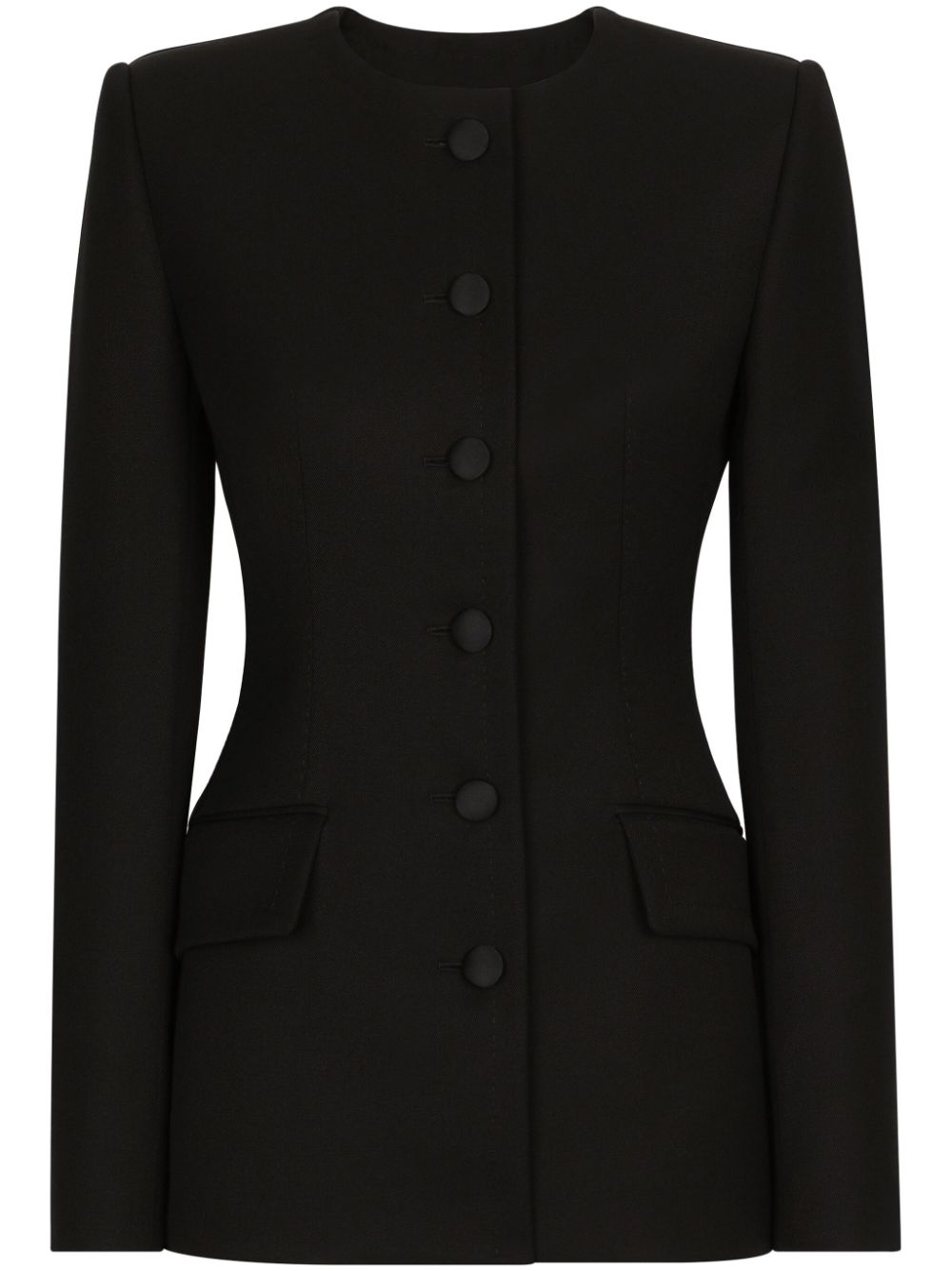 Dolce & Gabbana Kraagloze blazer met enkele rij knopen Zwart