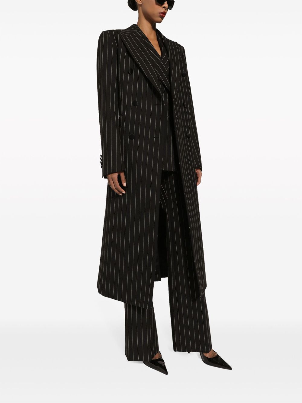 Shop Dolce & Gabbana Turlington Pinstriped Double-breasted Blazer In Black