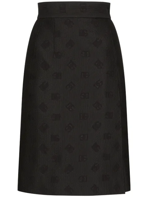 Dolce & Gabbana monogram-jacquard straight midi skirt