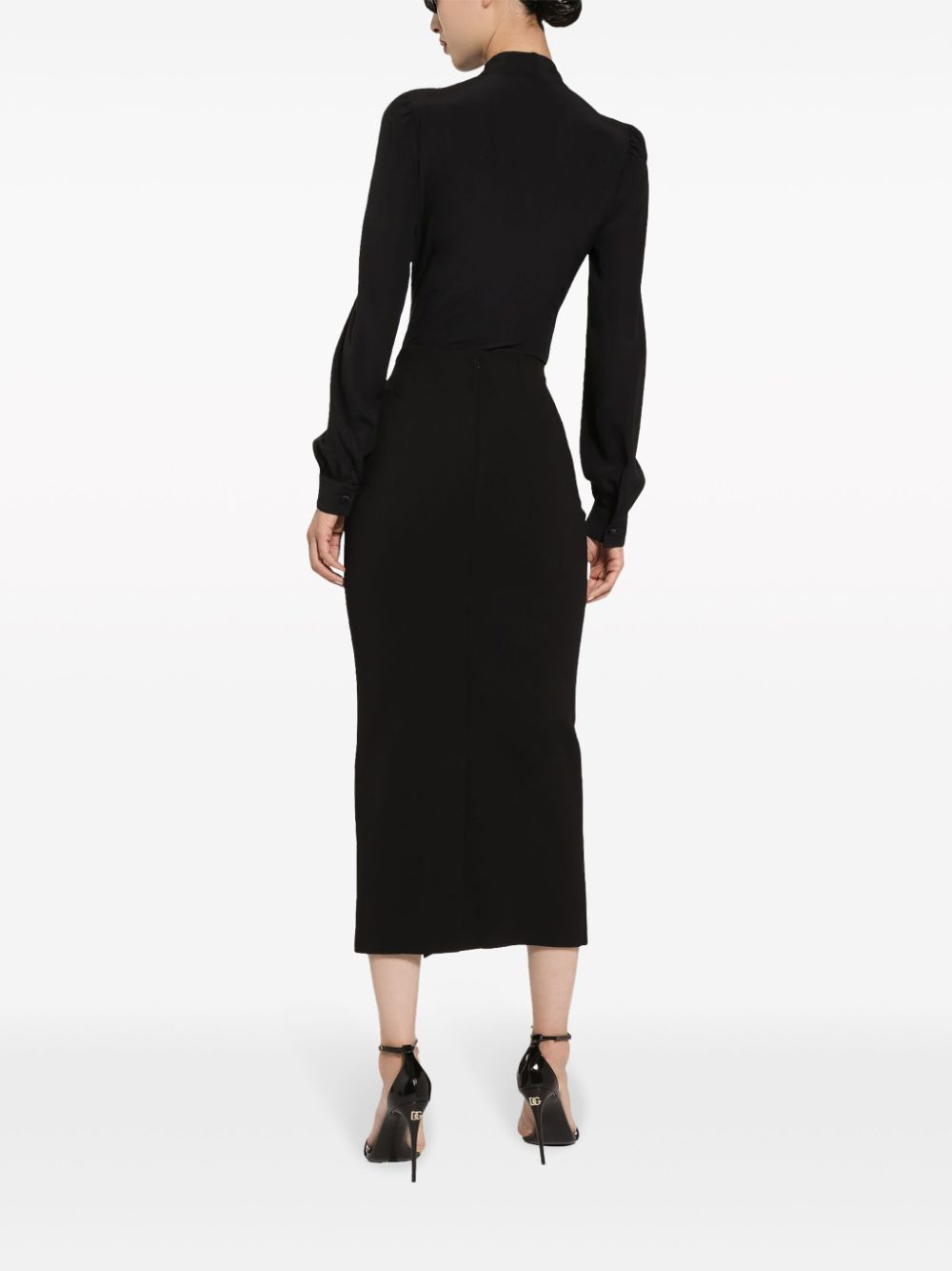 Shop Dolce & Gabbana High-waisted Straight Midi Skirt In Black
