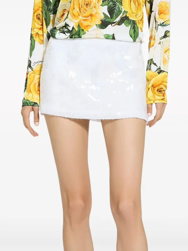 【送料&関税込】Dolce & Gabbana Mini Sequins Skirt Dolce & Gabbana sequin-embellished Miniskirt | White | FARFETCH