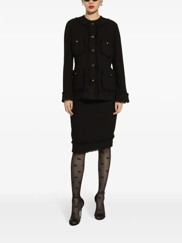 Dolce & Gabbana DGプレート ツイード スカート | ブラック | FARFETCH JP