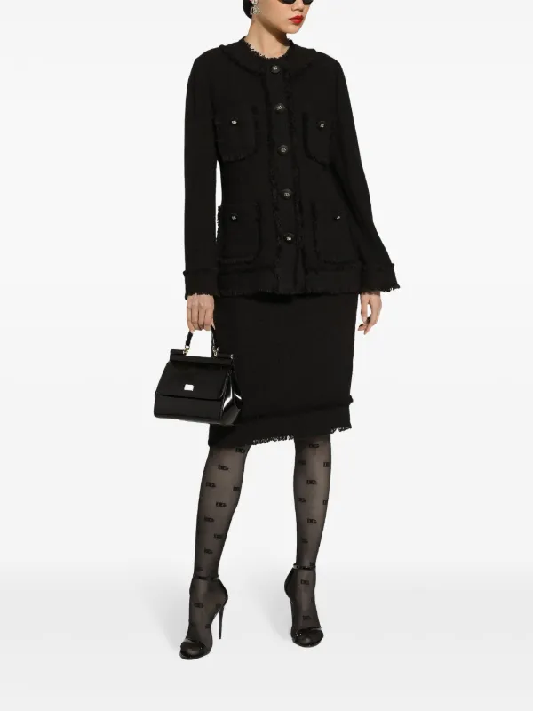 Dolce & Gabbana ツイード スカート Dolce & Gabbana DGプレート ツイード スカート | ブラック