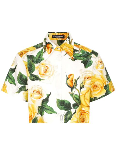 Dolce & Gabbana rose-print cotton shirt