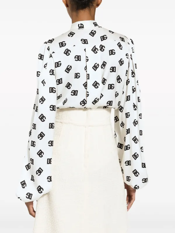Dolce & Gabbana FTC8ZTFU21EN0000 関税送料込 Dolce & Gabbana logo-print attached-scarf Shirt | White