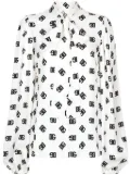 Dolce & Gabbana logo-print attached-scarf shirt - White