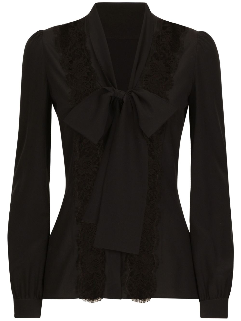 Dolce & Gabbana Bow-detailed Satin Shirt In Black