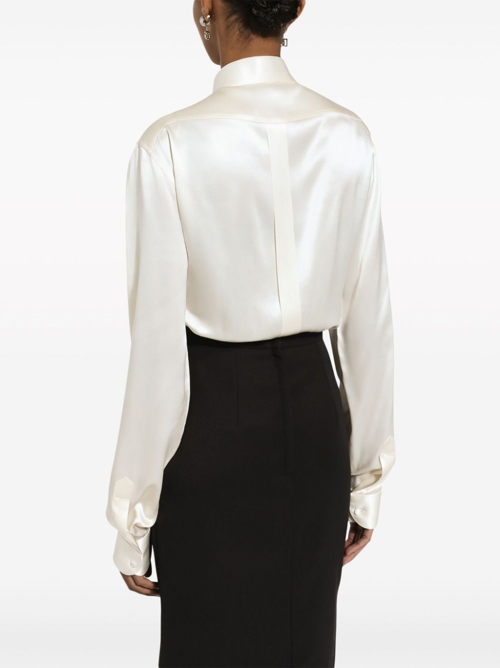 Shop Dolce & Gabbana Bib-detailed Silk Shirt In White