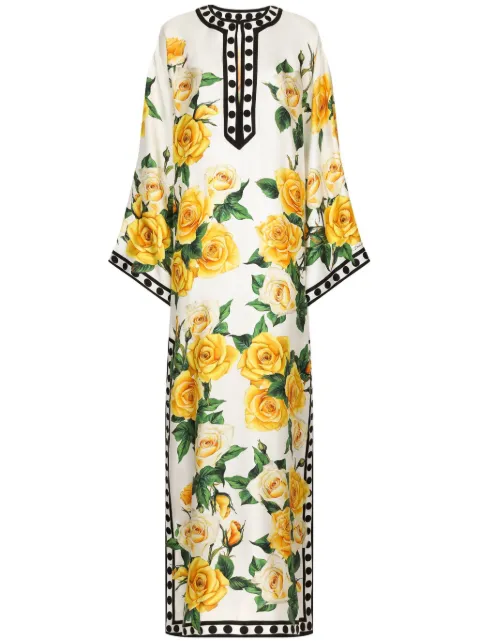 Dolce & Gabbana rose-print silk maxi dress