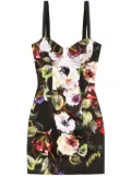 Dolce & Gabbana floral-print corset dress - Black