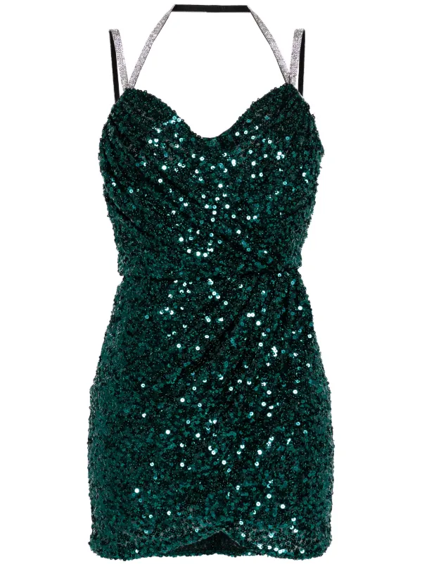 slim fit dress slacks Green Sequin Glitter Holiday Party Wrap Mini Dress – Aquarius Brand main image 0