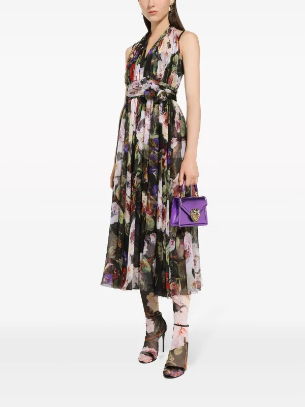 ワンピース DOLCE & GABBANA Silk Wrap Midi Dress dolce-gabbana-cat-floral-