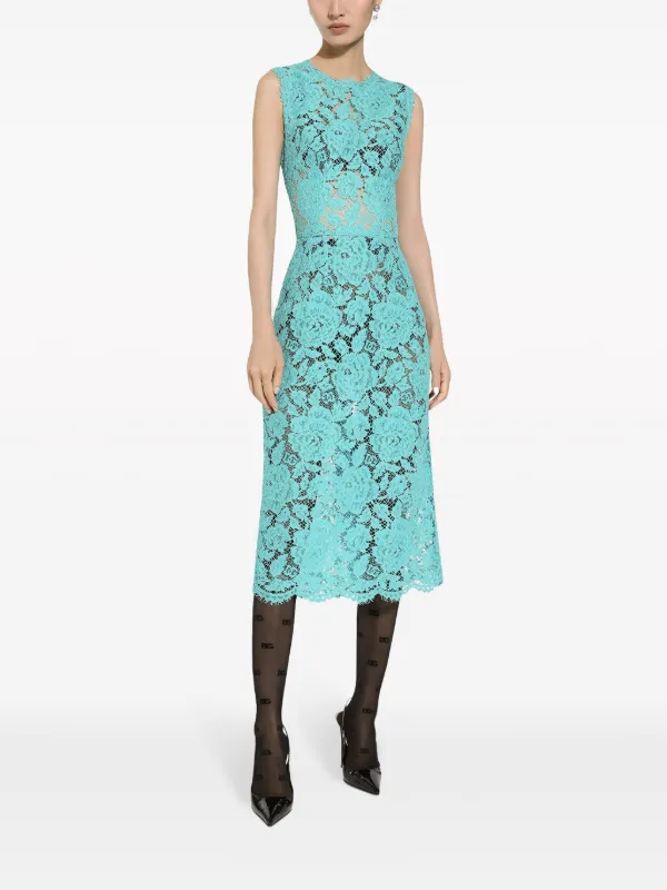 Dolce & Gabbana floral-lace Sleeveless Midi Dress | Blue | FARFETCH BH