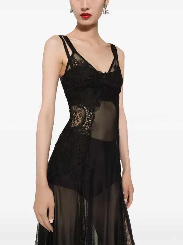 関税送料込Dolce & Gabbana Lace Trimmed Midi Dress Lace midi dress in BLACK for Women | Dolce&Gabbana® US