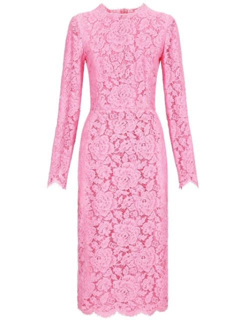 Dolce & Gabbana floral-lace long-sleeve midi dress Women