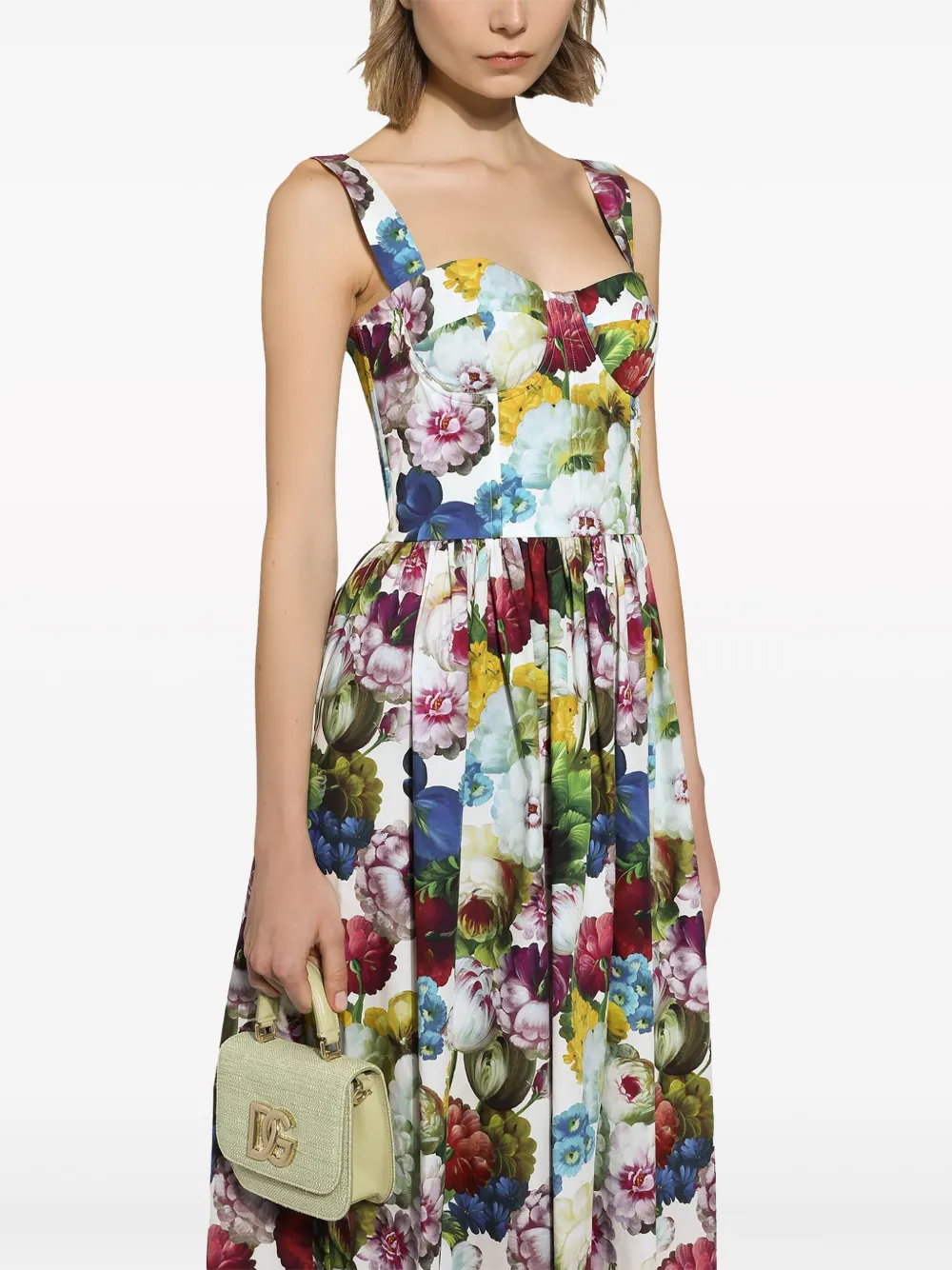 Dolce & Gabbana Midi-jurk met bloemenprint Blauw