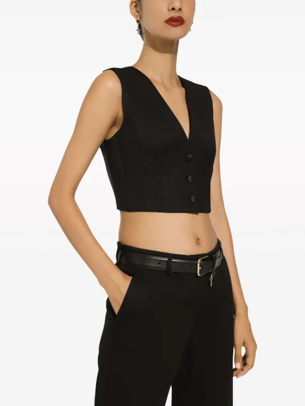 DOLCE & GABBANA ブラックビスチェ 40 Dolce & Gabbana クロップド ビスチェ | ブラック | FARFETCH JP