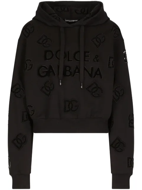 Dolce & Gabbana logo-perforated cotton-blend hoodie