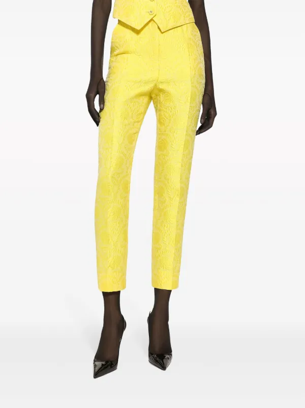 Dolce & Gabbana floral-jacquard Tailored Trousers | Yellow