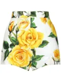 Dolce & Gabbana Yellow Rose cotton shorts - White