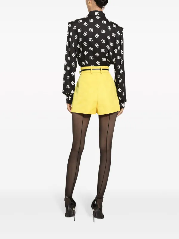 【送料&関税込】Dolce & Gabbana High Waist Jacquard Shor Dolce & Gabbana logo-jacquard high-waisted Shorts | Yellow