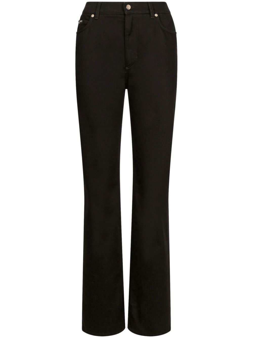 Dolce & Gabbana Logo-patch Wide-leg Jeans In Black