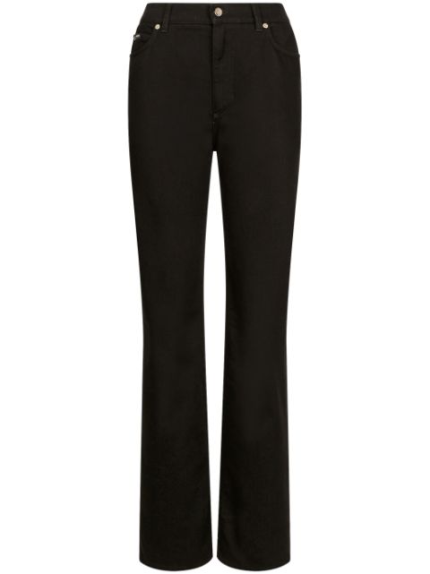 Dolce & Gabbana logo-patch wide-leg jeans