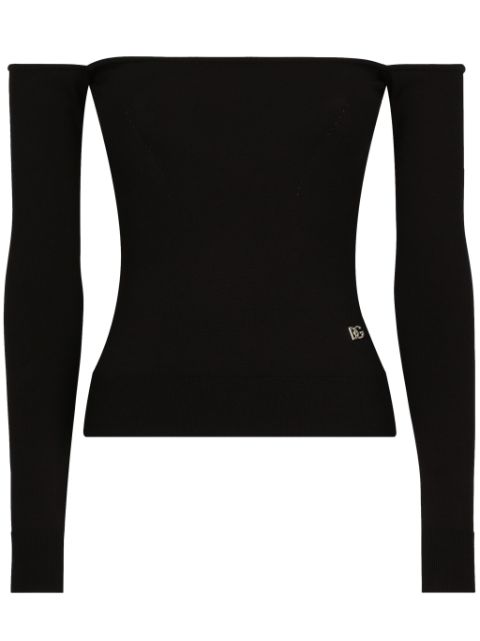 Dolce & Gabbana logo-plaque off-shoulder top Women