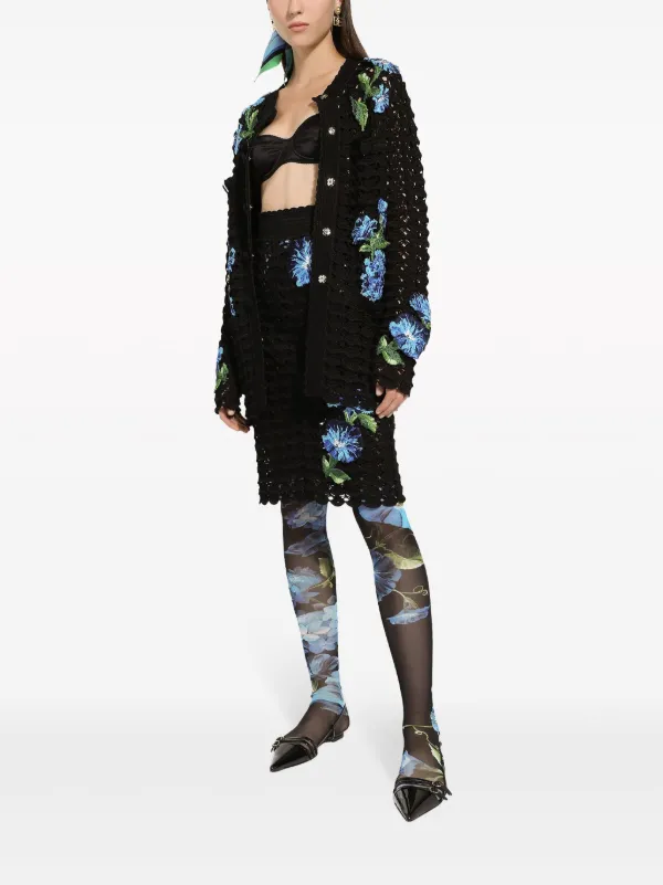 【関税込み】dolce & gabbana Logo embroidery cardigan Dolce & Gabbana logo-embroidered Crocheted Cardigan | Black
