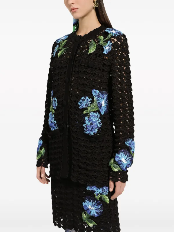 【関税込み】dolce & gabbana Logo embroidery cardigan Dolce & Gabbana logo-embroidered Crocheted Cardigan | Black