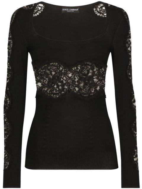 Dolce & Gabbana floral-lace knit jumper Women