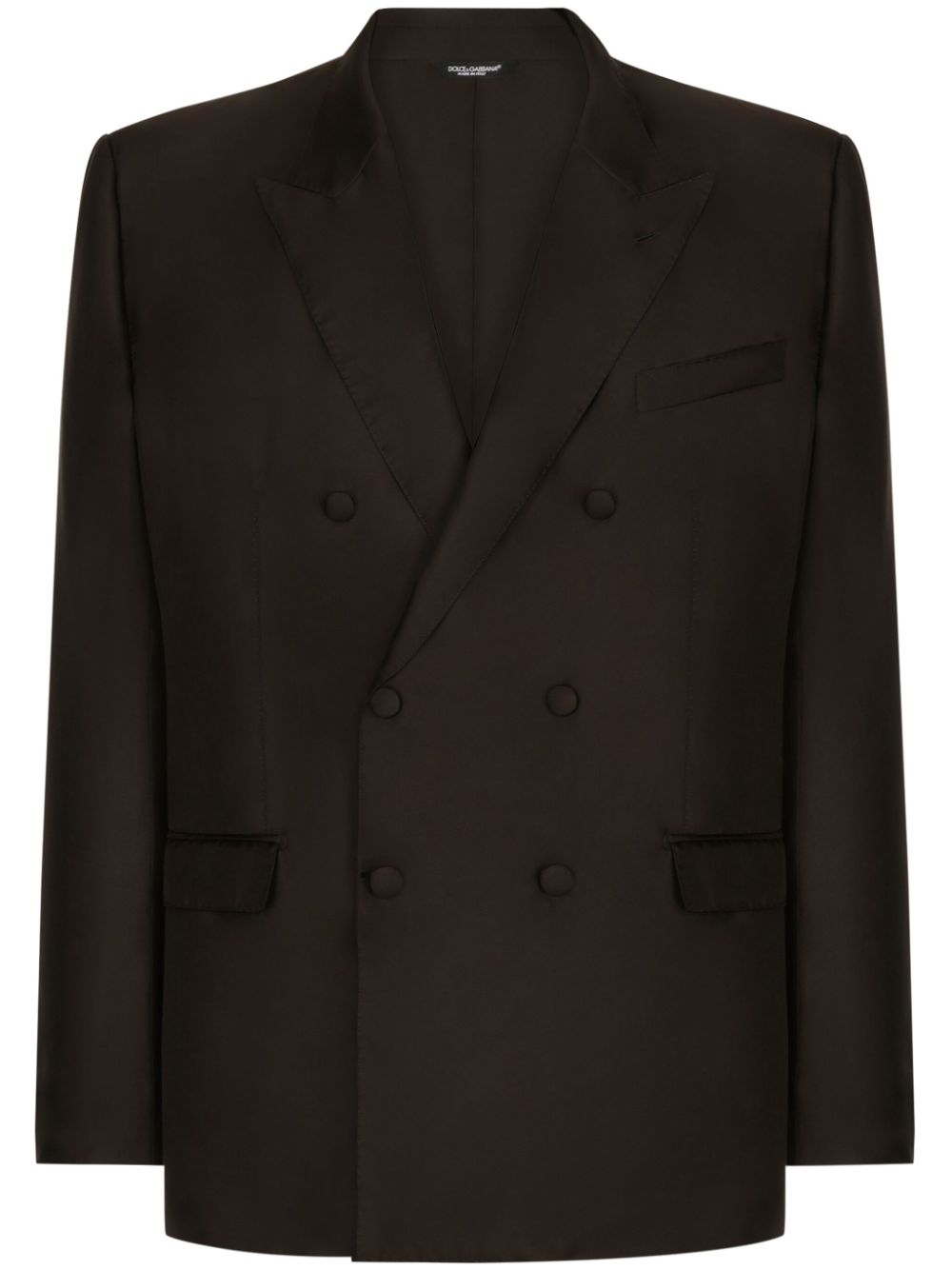 Shop Dolce & Gabbana Double-breasted Silk Blazer In Brown