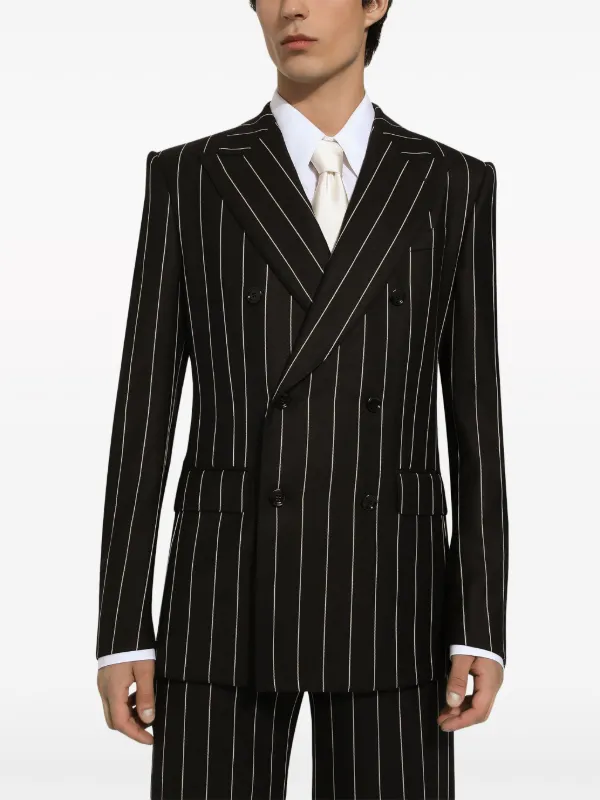 ◆直営店◆【Dolce&Gabbana】ピンストライプ ウールジャケット Dolce & Gabbana ピンストライプロゴプラークウールジャケット