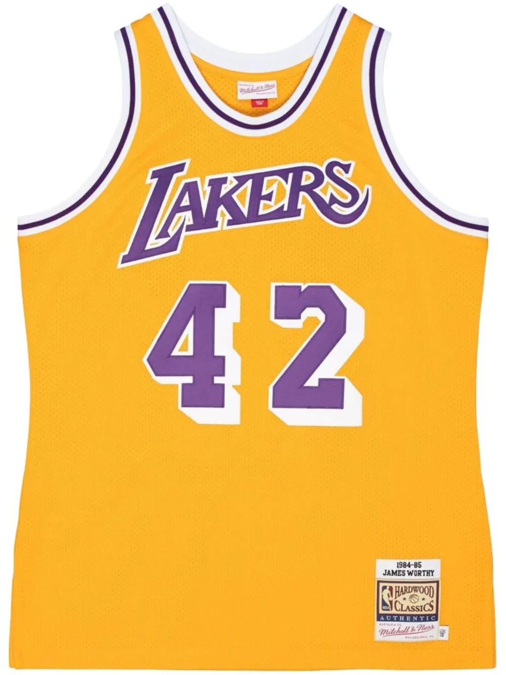 Mitchell & Ness "NBA LA Lakers 84 James Worthy" authentieke jersey Geel