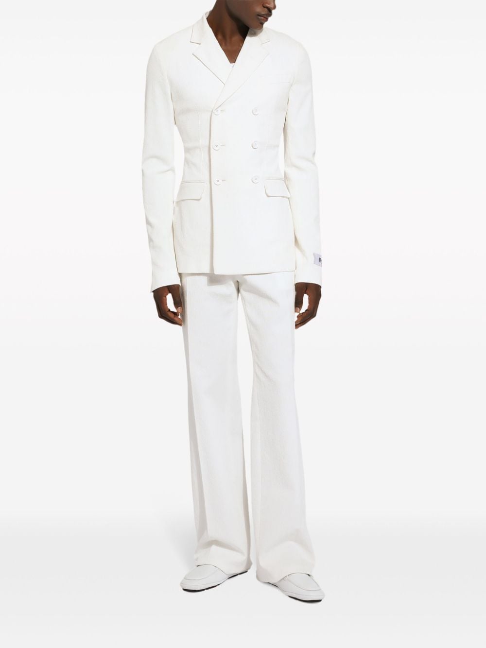 Shop Dolce & Gabbana Double-breasted Crepe Blazer In White