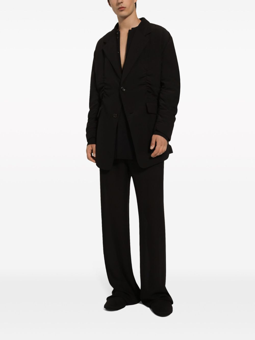 Shop Dolce & Gabbana Single-breasted Silk Blazer In Black