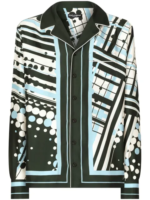 Dolce & Gabbana chemise en soie à imprimé géométrique